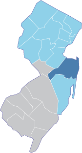 Monmouth County is highlighted in dark blue.