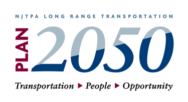 Logo that says, NJTPA Long Range Transportation Plan 2050: Transportation, People, Opportunity