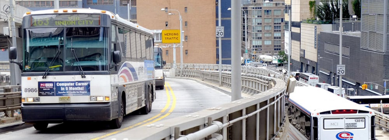 NJ TRANSIT bus on highway