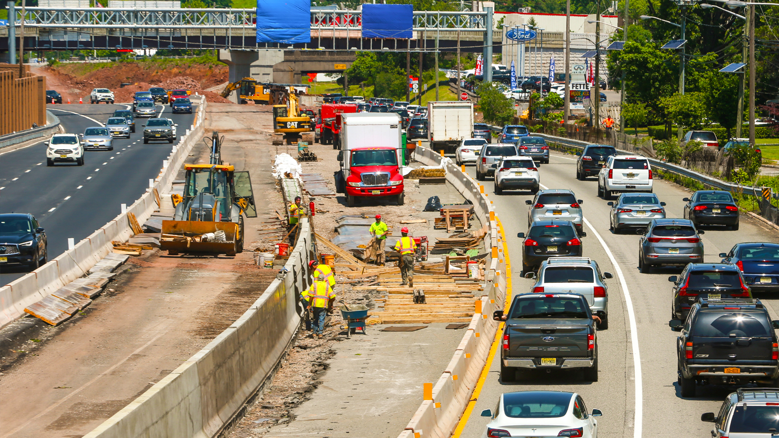 Highway construction being completed.