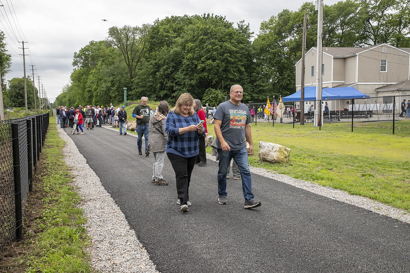 People walk along newly opened Pompton Valley Rail Trail