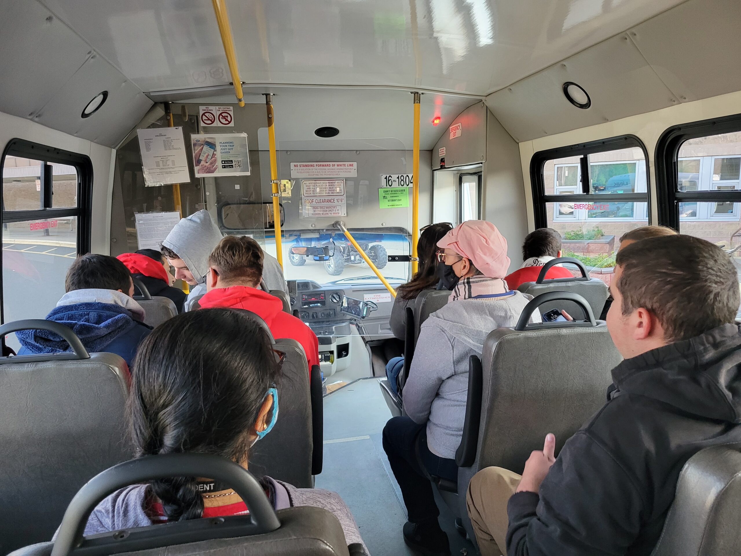 Participants sit in a bus as part goHunterdon's travel training program