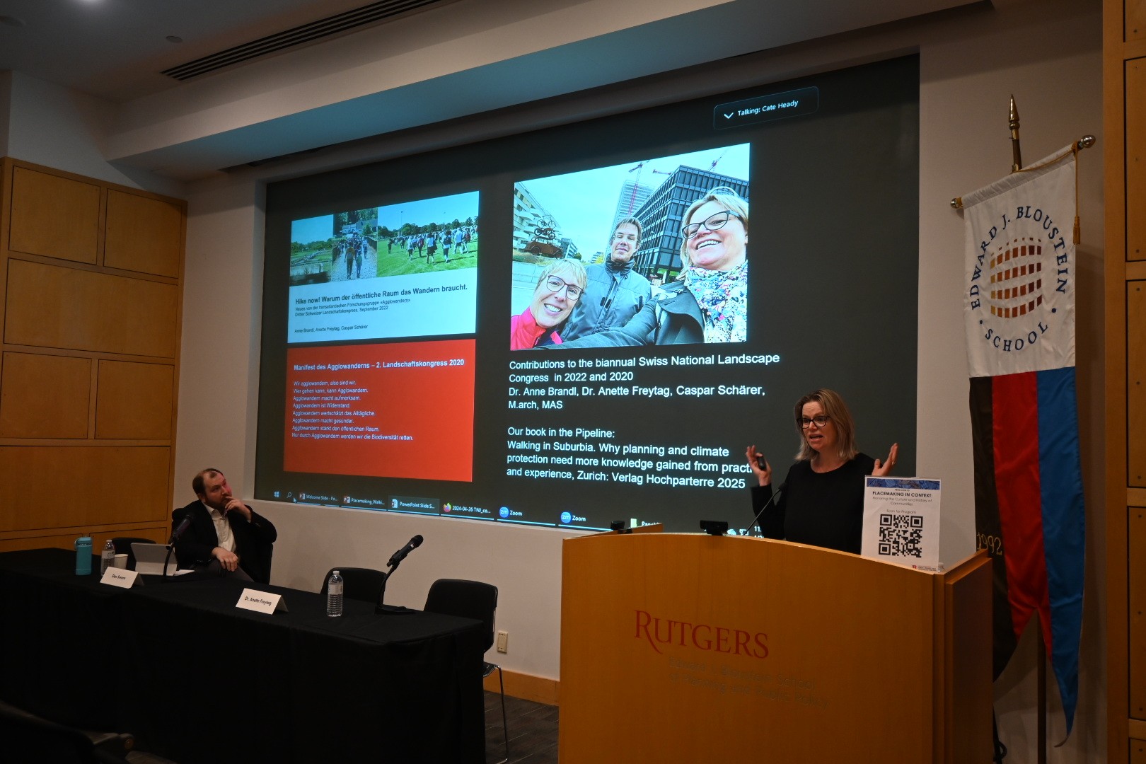 Rutgers Professor Anette Freytag speaks about the science of walking a community to better understand it during a panel on creative placemaking.