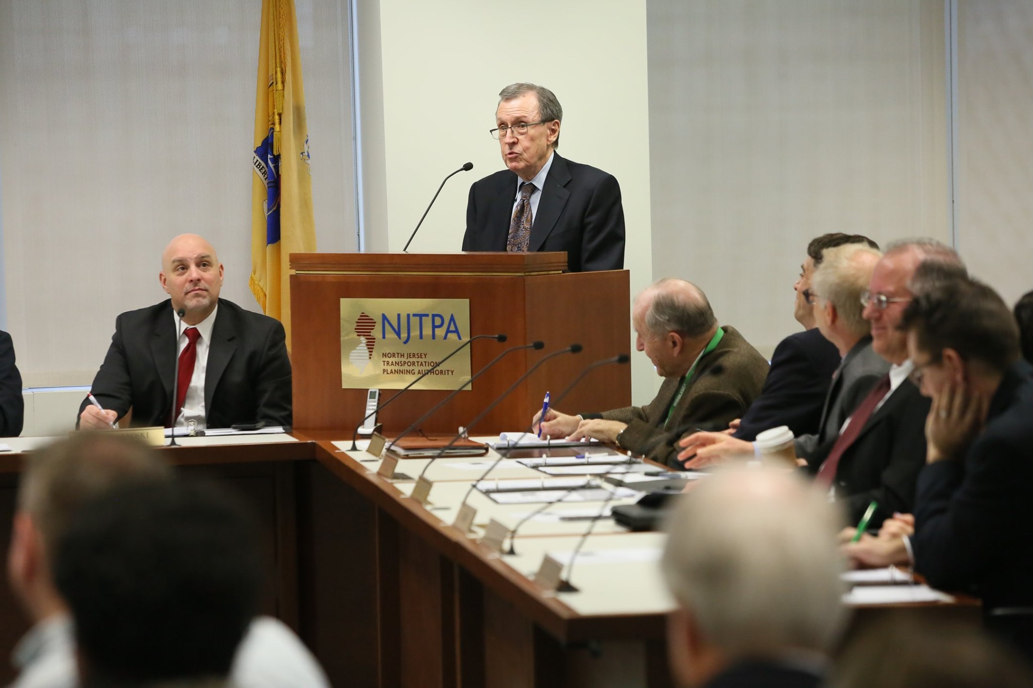 James W. Hughes, University Professor and Dean Emeritus of the Edward J. Bloustein School of Planning and Public Policy at Rutgers University, gives a presentation.