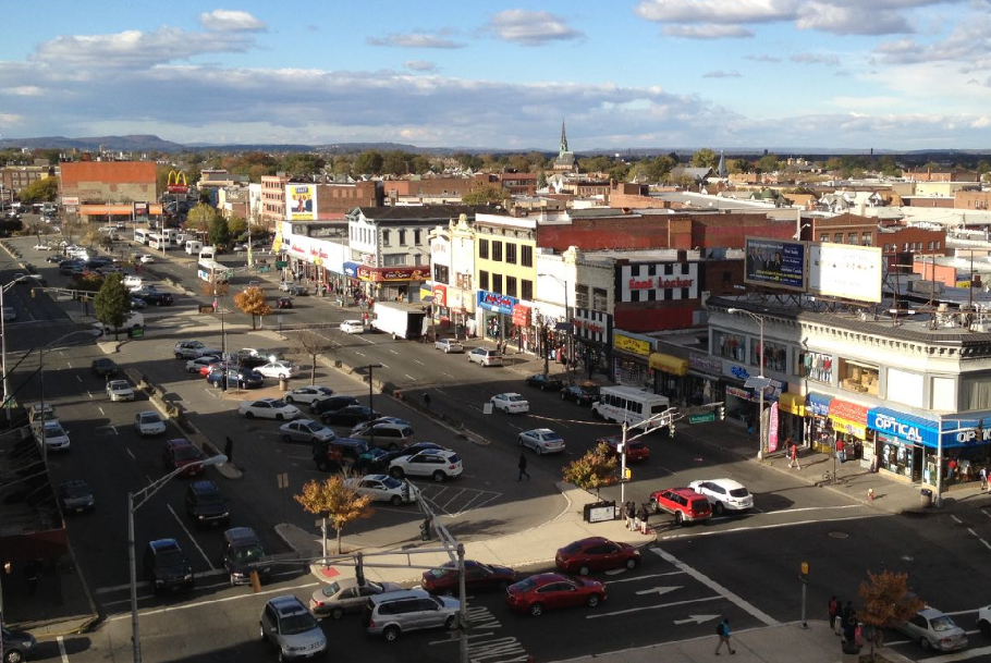 Aerial view of Main Avenue in Passaic
