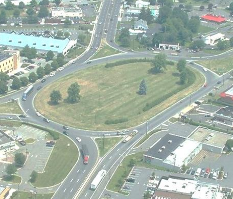 Aerial view of Route 12 Flemington Traffic Circle