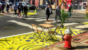 People crossing the street during the JC Walks Subregional Study (2017-2018).