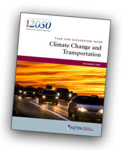 Cover page of Plan 2050 background paper, Climate Change and Transportation.