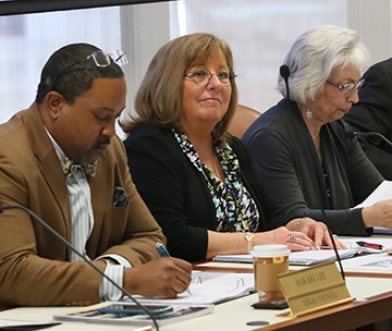 Kathryn DeFillippo, NJTPA Chair, speaks at the Board meeting.