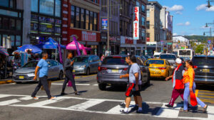 People crossing the street in Paterson.