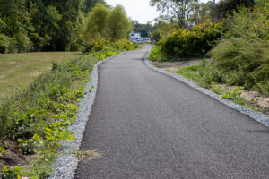 Stretch of paved path along Highlands Rail Trail