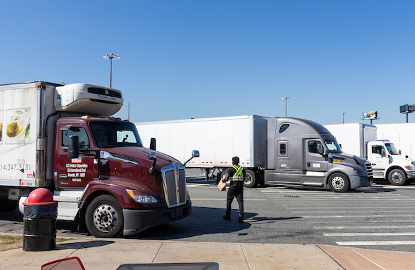 Trucks at Vince Lombardi rest area.
