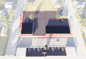 Rendering of a commercial strip lot.