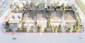 Rendering of a standard suburban lot.