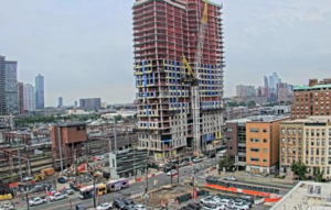 Hoboken Charlie high-rise residential tower under construction as part of Hoboken Connect.