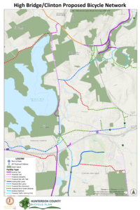 Map of proposed High Bridge/Clinton Bicycle Network as part of Hunterdon County Bicycle Plan.