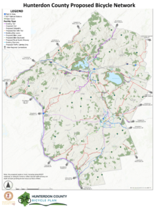 Hunterdon County Bicycle Plan map of proposed bicycle network.